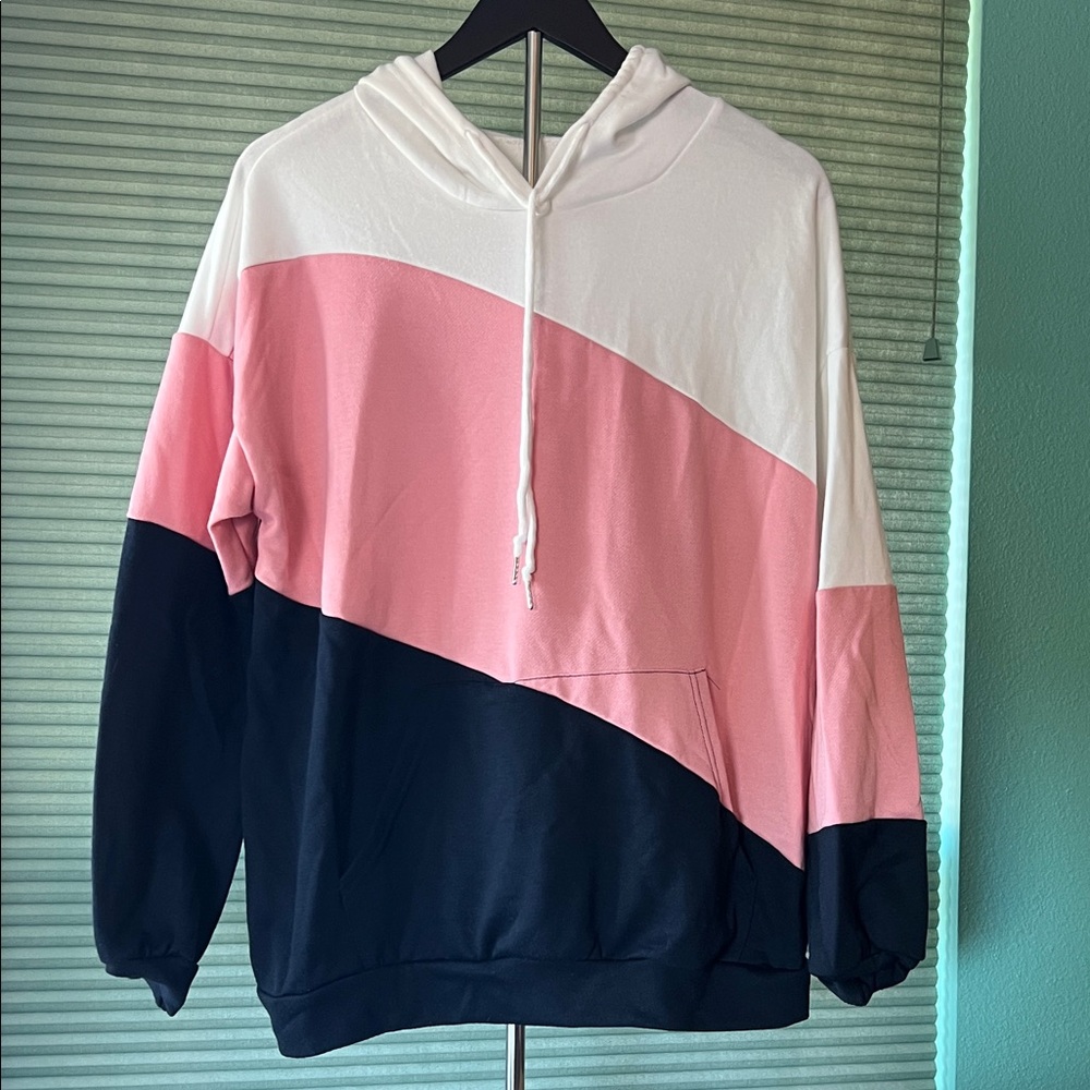 Source Unknown Colorblock Hoodie - White, Pink, Black